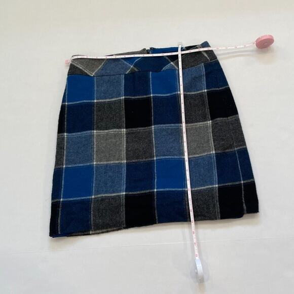 Talbots Wool Blend Blue, Black, Gray Plaid Mini Skirt, Preppy, Academia, Size 6 - Picture 8 of 10